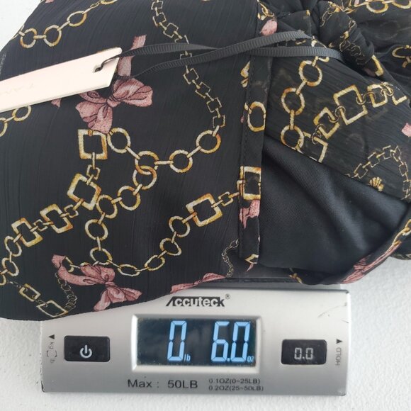 Tamara H. Womens Black Gold Status Chain Pink Bow Blouse Size XL Tie Neck Whimsy - Picture 12 of 12